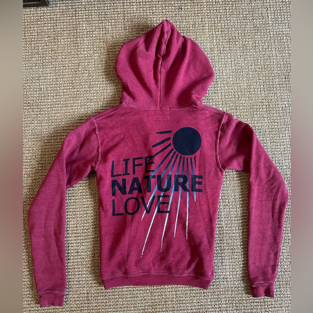 Vintage Free City Life Nature Love Zip Up Hoodie Burgundy Size 1
